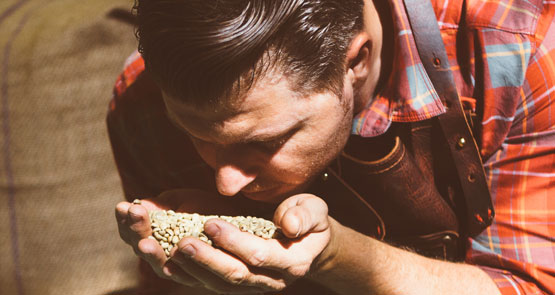 Smelling Fresh Coffee Beans