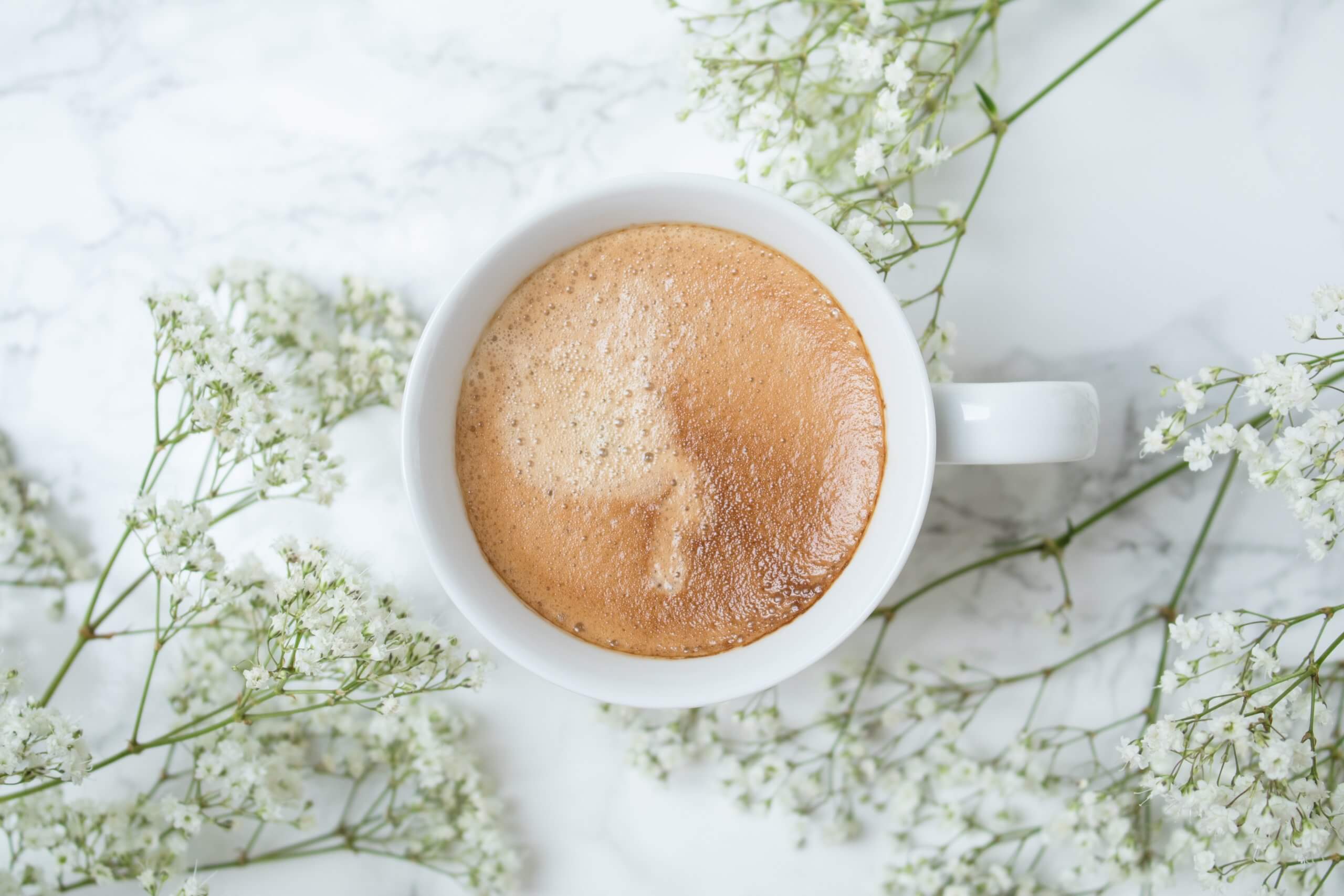 a cup of coffee from above